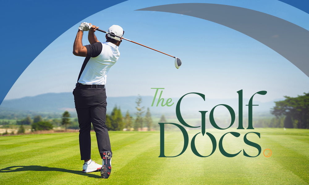 Golfer swinging – The Golf Docs logo
