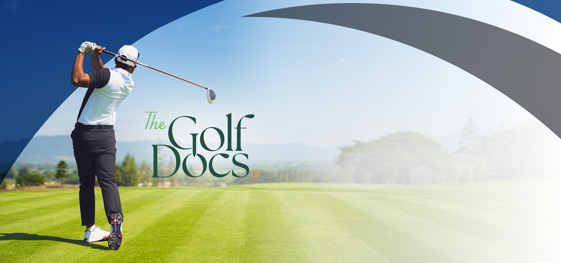 Golfer swinging – The Golf Docs logo